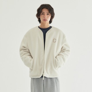 COVERNAT 無領仿羊羔絨外套 燕麥(UNI外套 CO2504JK20OT)