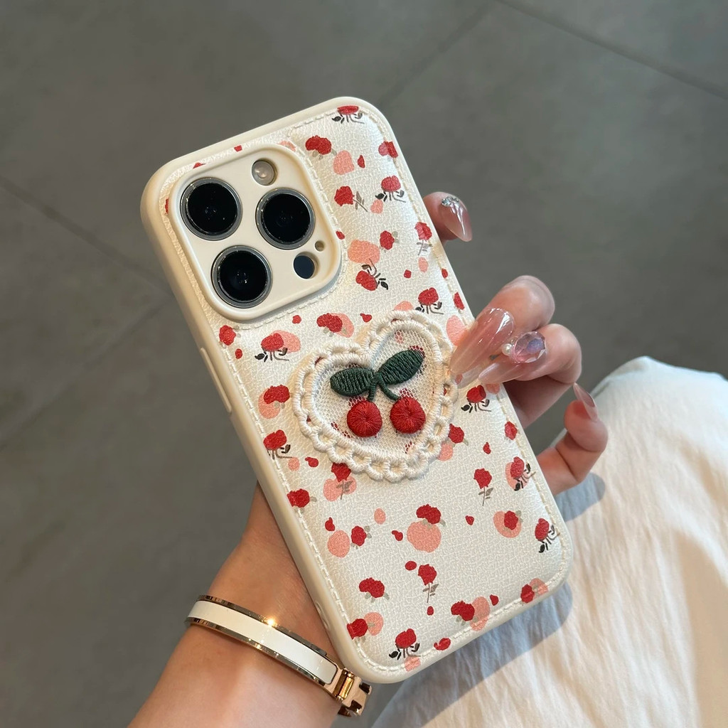 ZX甄選✨17手機殼 秋冬必備適用iPhone16ProMax手機殻櫻桃愛心貼件蘋果15/14新款13