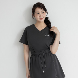 【PolyLulu】 舒彈柔棉簡約刺繡V領TEE