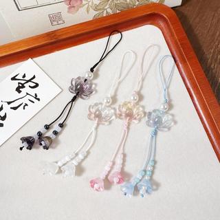 【今日限定】清透蓮花鈴蘭國風蓮花串珠手機掛鏈鑰匙扣包包掛件女精緻飾品禮物