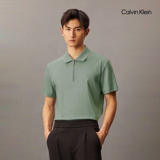 【Calvin Klein】CK Smooth Cotton UV Protect Half Zip Pollo 灰色