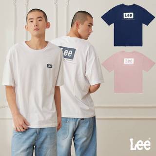 Lee 前後方框LOGO寬鬆短T 男 深藍 粉紅 白色 LB502019