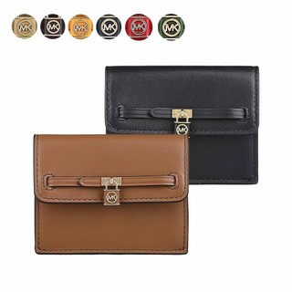 MK MICHAEL KORS Hamilton Legacy圓標字母LOGO鎖頭設計牛皮2卡釦式卡片零錢包(多色)
