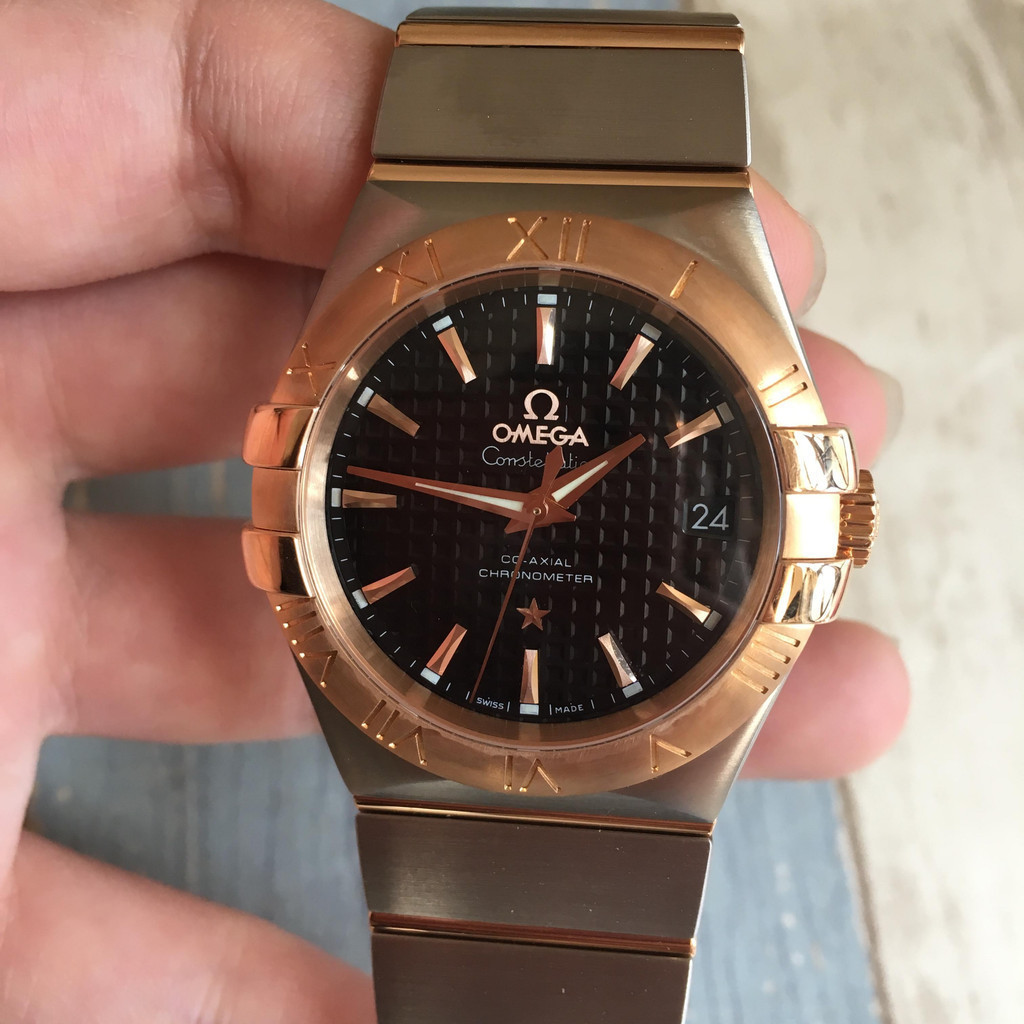 Omega 歐米茄星座系列精鋼18K金錶圈機械男表123.20.35.20.01.001