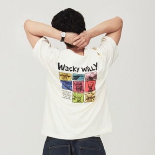 Wacky WiLLy 漫畫風圖案印花短袖上衣 奶油白(UNI短袖上衣 WA2602ST12CM)