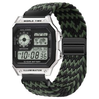 🏆臺灣出貨💯適用卡西歐AE-1200錶帶1300尼龍磁吸編織錶帶男款學生電子手錶帶