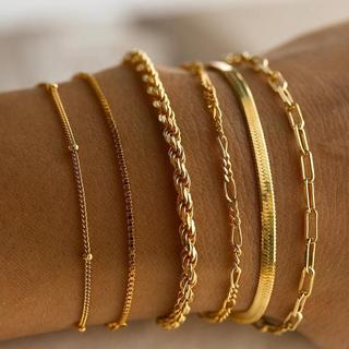 🔥臺灣出貨🔥6-piece set bracelets women金屬鏈條女式手飾套裝6條裝手鍊套裝clgqxru