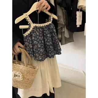 Mimo⭐女童碎花吊帶背心甜美夏裝兒童女寶寶田園風休閒上衣