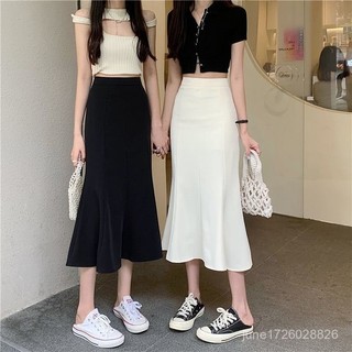 魚尾裙 夏季法式黑色魚尾裙中長版新款包臀顯瘦半身裙女高腰裙子女 魚尾長裙 包臀裙 半身裙 傘裙8888 UEYF