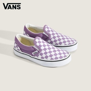 Vans Color Theory Classic Slip-On 中童款紫色棋盤格滑板鞋(童鞋)