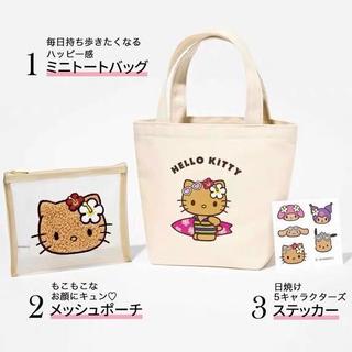 ✨全新臺灣出貨✨日系三麗歐黑皮凱蒂貓hellokitty手拎帆布包+網紗包兩件套女