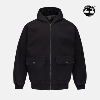 Timberland 男款黑色寬版保暖帆布飛行外套|A27W6001