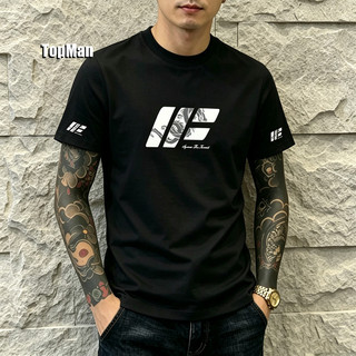 TopMan 男短袖t恤 純棉重磅 IF胸袖印花休閒打底衫潮t JSM 男生短袖 上衣