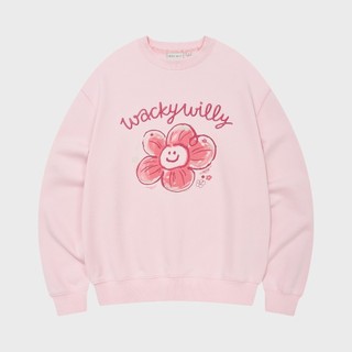 Wacky WiLLy 女款大LILY圖案微寬鬆大學T 淺粉(WMS圓領上衣 WA2601CR61LP)