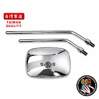 《美式工廠》復古大四角型 10mm 後視鏡 後照鏡 復古後照鏡 後照鏡座 機車後照鏡 台灣製造 單組價 電鍍/黑色