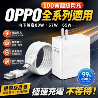 隔日達🚀OPPO充電器 適用OPPO100W充電器 超級快充頭 oppo全系列快充電頭組oppo傳輸線 快充線 充電頭