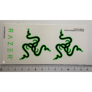 Razer 雷蛇 綠色透明蛇標貼紙組｜三頭蛇 Logo 電競周邊收藏貼 130x60