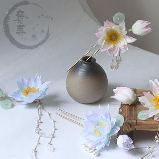 古風髮飾💝 漢服髮飾荷花頭飾蓮花髮簪髮夾荷葉流蘇配飾【沐顏醬賣場】