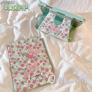 【優選・金選】綠玫瑰蝴蝶蘋果iPad11/10代平板保護殼平板殼旋轉pro套 ipad 保護殼 ipad air5保護殼