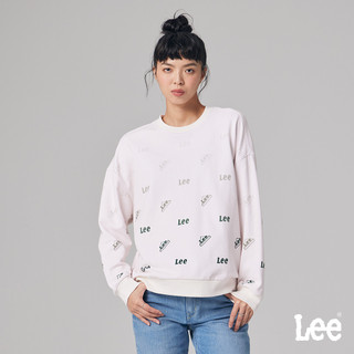 Lee 小LOGO滿版印花寬鬆大學T 女 MODERN 米白 LB330028005