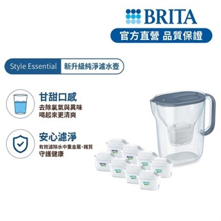 【BRITA官方】Style Essential濾水壺+全效型1入+MXPRO去水垢專家3入+全效型3入(共8芯)