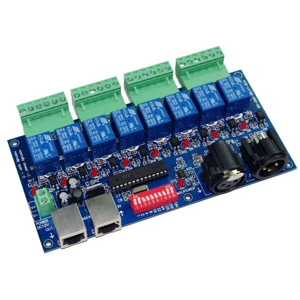 32UR WS-DMX-RELAY-8CH 8CH 繼電器開關 dmx512 控制器,繼電器輸出,DMX512 繼電器控