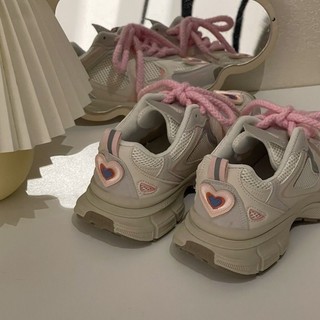 【GL SHOES】老爹鞋 休閑運動鞋女 ins潮炸街港風街頭美少女爆改愛心老爹鞋女2024夏季新款厚底輕便百搭運動鞋