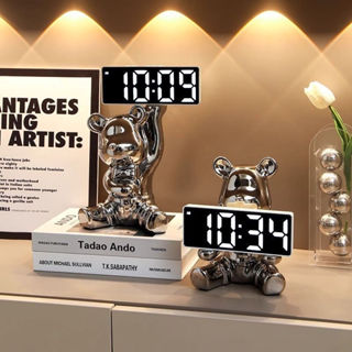 🔥臺灣出貨 時鐘 鬧鐘 懶人鬧鐘 電子時鐘 靜音鬧鐘 數字時鐘 鐘擺件客廳創意暴力熊鐘錶智慧鬧鐘擺臺式桌面電子數字時鐘