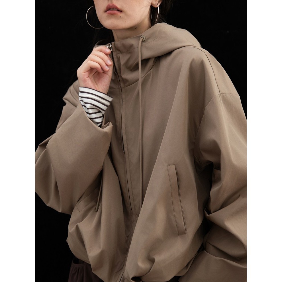 25秋冬新品“時間旅行者”山係廓形連帽夾克抽繩短款夾克設計感外套