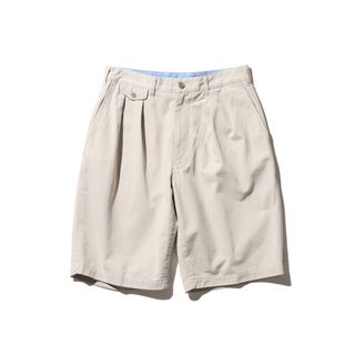 BEAMS PLUS / 雙褶 斜紋 水洗 短褲