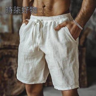 🔥臺灣發貨🔥Cotton and linen shorts with drawstring, elastic wai