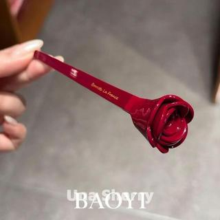 醋酸玫瑰花髮簪女 韓國進口精緻花朵簪子 高級感慵懶風紅色盤發髮釵 溫柔飾品💕臺灣出貨💕【Una Sherry】