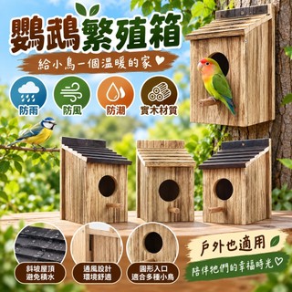 鸚鵡繁殖箱【防風防潮】實木 防雨 引鳥孵化巢箱 戶外商用木屋 小鳥窩 木質鳥籠 寵物鳥飼主繁殖戶 耐用環保