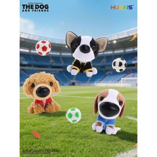 免運代購🎈 HUGKIS正版THEDOG大頭狗足球款毛絨掛件 公仔包包掛飾 小狗狗鑰匙扣 送人 生日禮物 交換禮物
