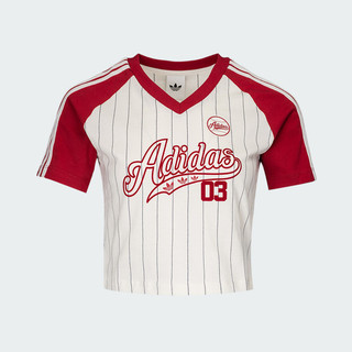 Adidas 愛迪達 Baseball Baby T LF6084 女 T恤 運動上衣 休閒短袖 白紅 亞版 短版
