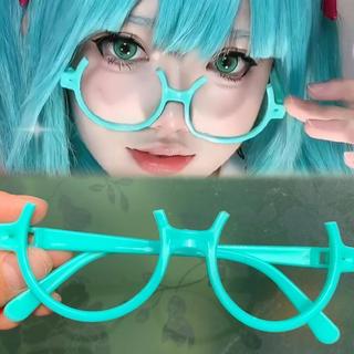 【優惠免運】眼鏡框 無鏡片眼框 眼鏡架 VOCALOID初音未來十六週年cosplay初音少女Cos眼鏡框綠色動漫配件