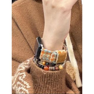 【新品特惠】手錶表帶 個性表帶 替換表帶 秋冬毛呢適用watchS10錶帶韓系格紋貼皮蘋果s9高級876543