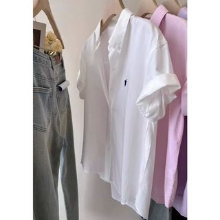 【純棉刺繡短袖】insi 小馬刺繡 白色襯衫 女 夏款 2026 新品 設計感 小眾襯衫 上衣 短袖上衣 shirt 上