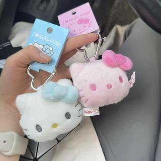 ✨桃園出貨✨可愛Hello Kitty毛絨鑰匙扣可愛毛絨掛件公仔玩偶鑰匙扣書包掛飾