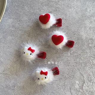 ✨桃園出貨✨Hello Kitty 可愛毛毛球髮夾鴨嘴夾髮卡頭飾春夏側邊劉海夾髮飾女