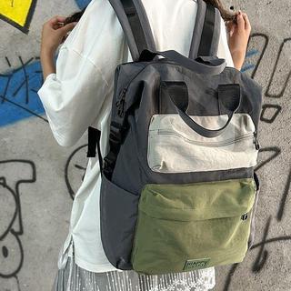 時尚ins撞色戶外徒步登山包女通勤大學生雙肩包男小眾設計旅行包ansh