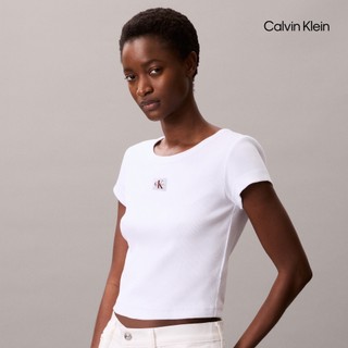 【Calvin Klein】 CK Cotton Stretch Rib Baby Tee 白色