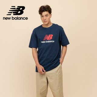 【New Balance】 NB 撞色NB短袖上衣 男性 淺灰色 MT51500AHH T恤 T-shirt