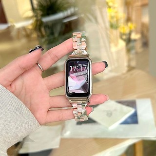 適用 OPPO手環2 錶帶 新款樹脂金屬框 oppo watch free band 2 智能手環腕帶 透涼清爽