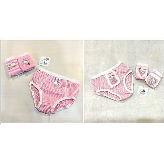 【亞蘭夢藤兒童內褲】Hello Kitty 條紋純棉 女童三角內褲-3入