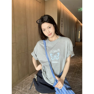 TGNS 純棉 t恤 短袖衣服 上衣 oversize T恤 潮流衣服 夏天衣服 ins風 蝴蝶印花上衣 寬鬆