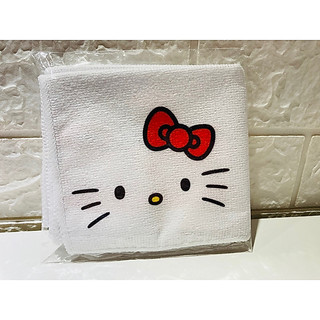 Hello Kitty * Express 2014 Esso Mobil 聯名 白色 長毛巾 毛巾 日本製 透明玻璃杯