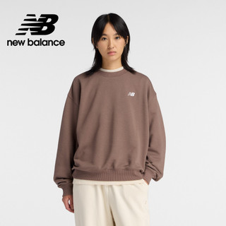 【New Balance】 NB 簡約LOGO棉質長袖衛衣 女性 咖啡棕 WT41508ABP