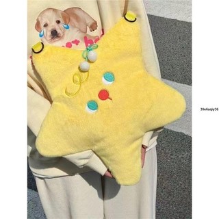 書包 背包 後背包百搭潮斜挎包可愛星星包包女新款毛絨五角星包小眾毛毛單肩包台出