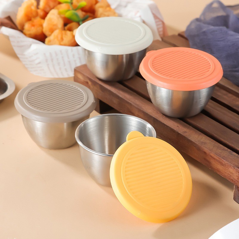 不鏽鋼 304 迷你醬汁杯 帶蓋 家用 迷你杯 密封小杯 番茄醬 沙拉醬 小盒 便攜 戶外 調味 烤肉醬 分裝盒 蘸料碟